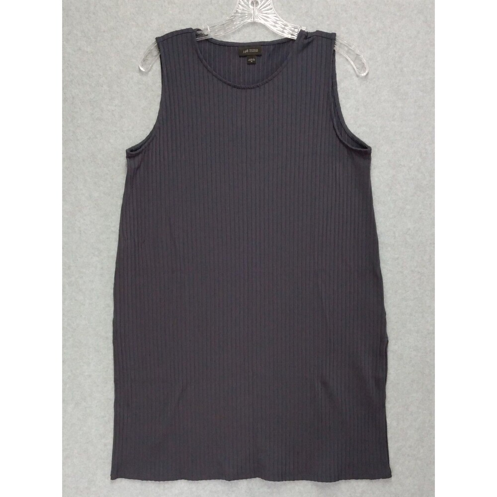 J Jill Wearever Womens Dress Medium Navy Blue Rib Knit Casual Side Slits